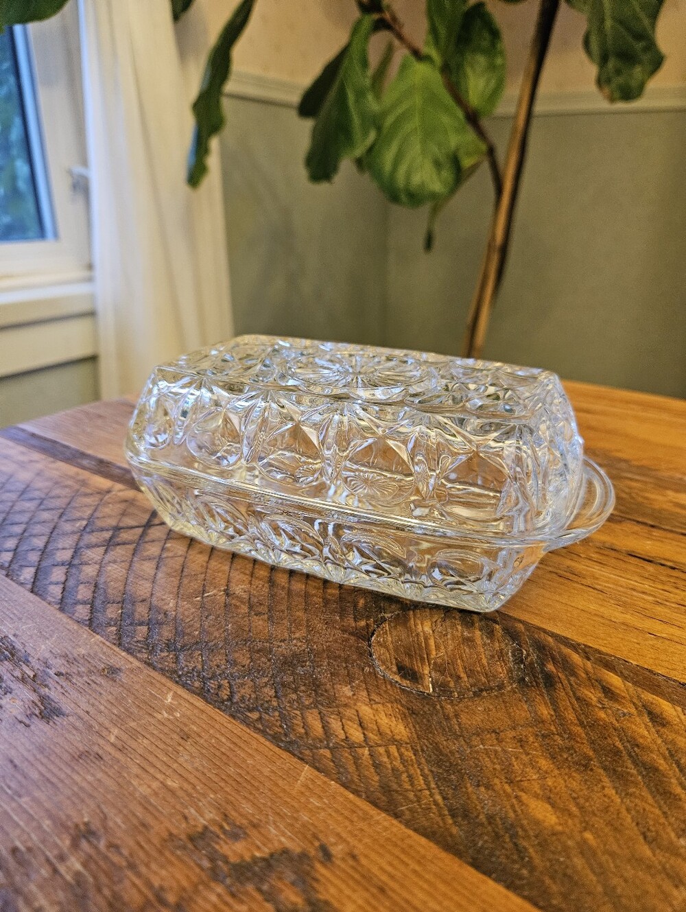 Vintage Reims Glass Butter Dish